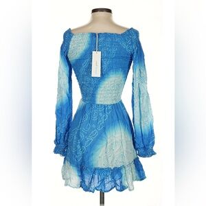 Cool Change Smocked Bali Tie-Dye Blue Mini Sundress Sz Small | Resort, vacation